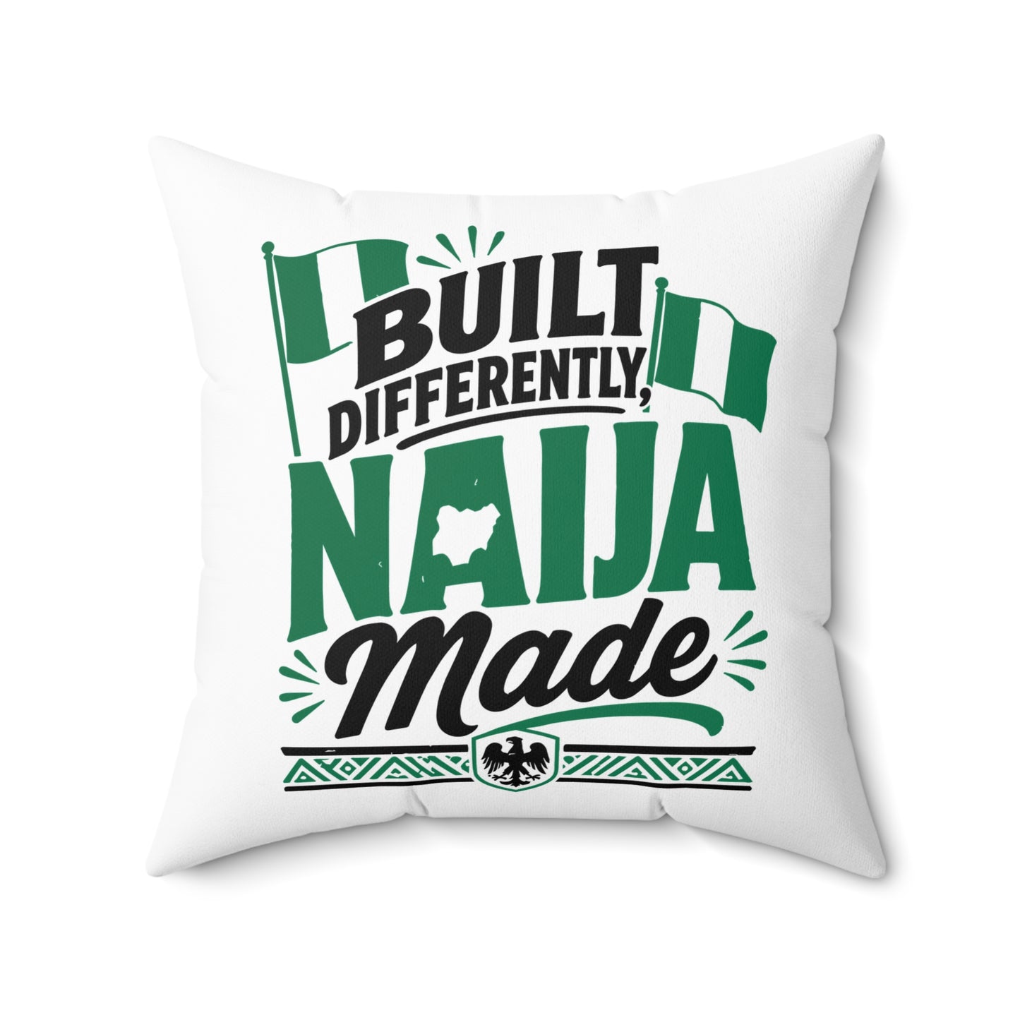 Naija Made Decorative Pillow — "Built Differently" Nigerian Pride Throw Pillow