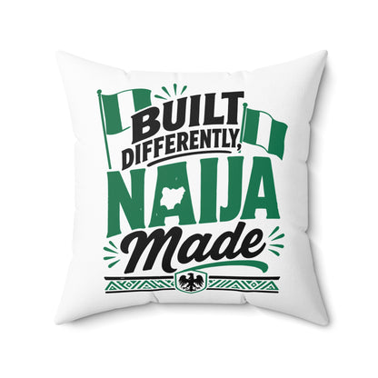Naija Made Decorative Pillow — "Built Differently" Nigerian Pride Throw Pillow
