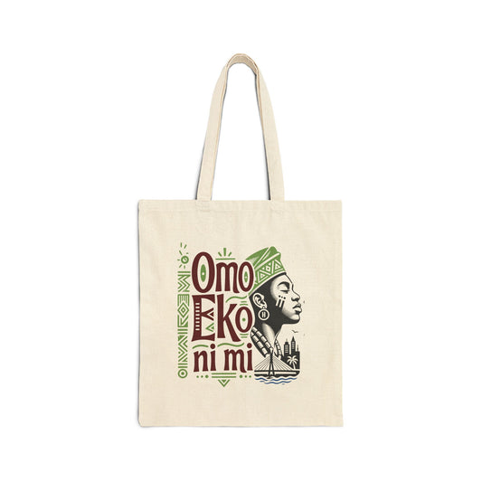 Omo Eko Ni Mi Canvas Tote Bag – Afrocentric Lagos Pride Market Shopper