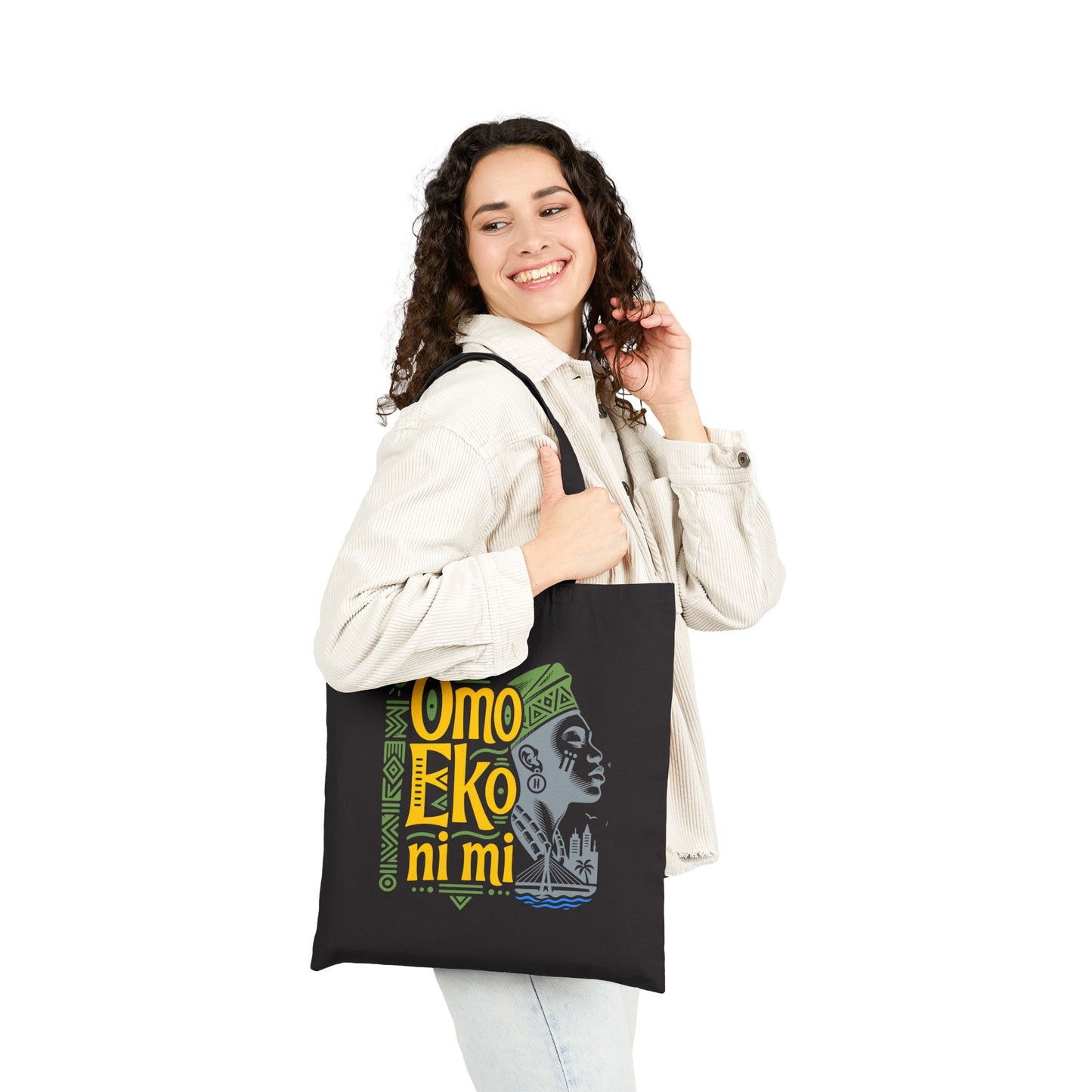 Omo Eko Ni Mi Canvas Tote Bag – Afrocentric Lagos Pride Market Shopper