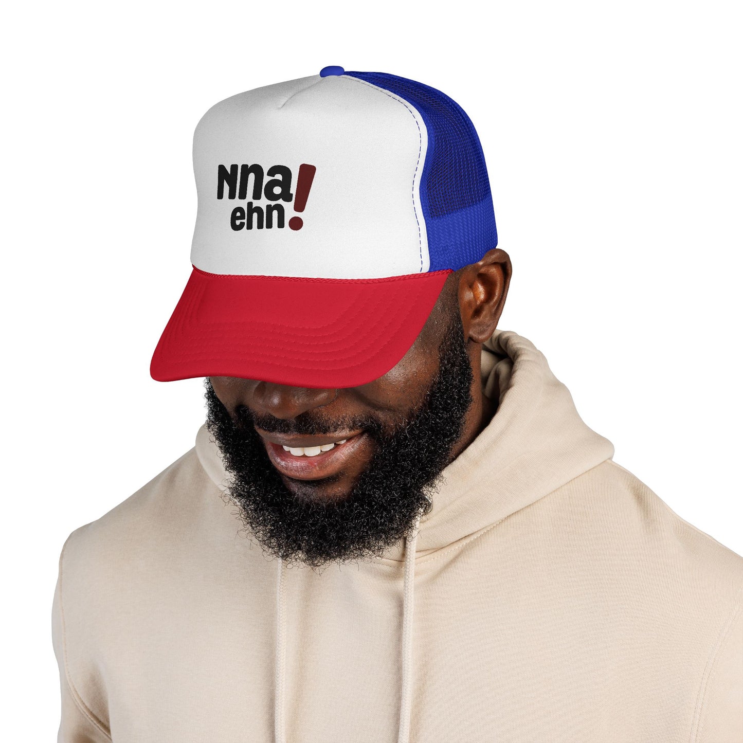 Trucker Cap – Retro 'Nna! Ehn!' Bold Graphic Mesh Hat