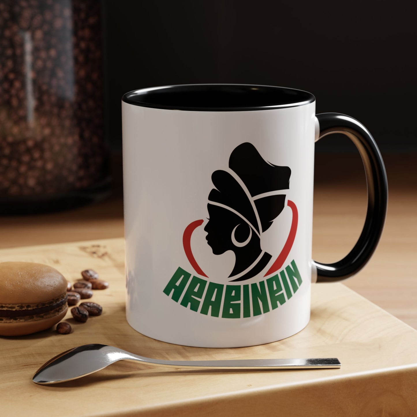 African Queen Accent Coffee Mug — 'ARABENA' Silhouette Design (11/15 oz)