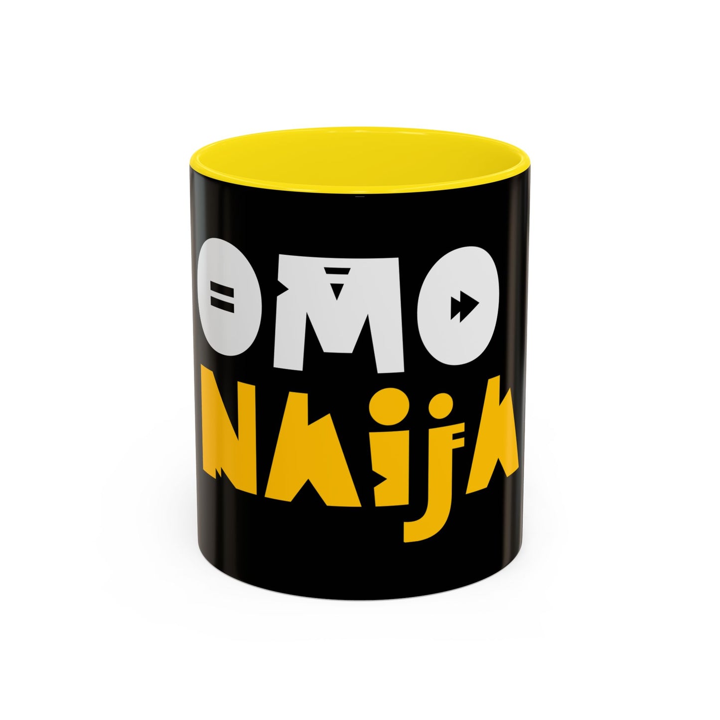 Coffee Omo Naija Accent Mug — Bold Black & Yellow Gamer Coffee Cup