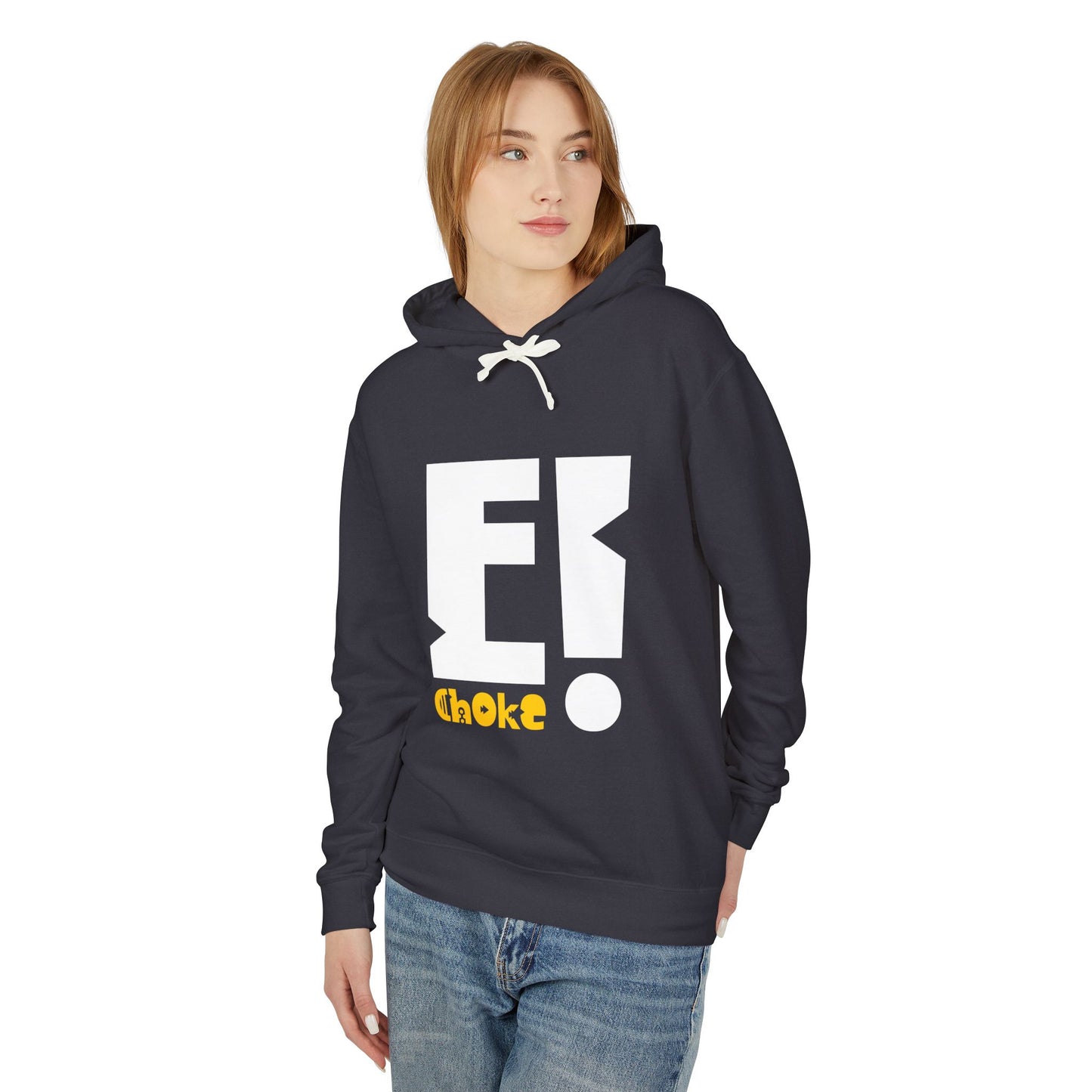 E Choke Logo Hoodie — Retro Geometric Graphic Hooded Sweatshirt