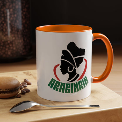 African Queen Accent Coffee Mug — 'ARABENA' Silhouette Design (11/15 oz)