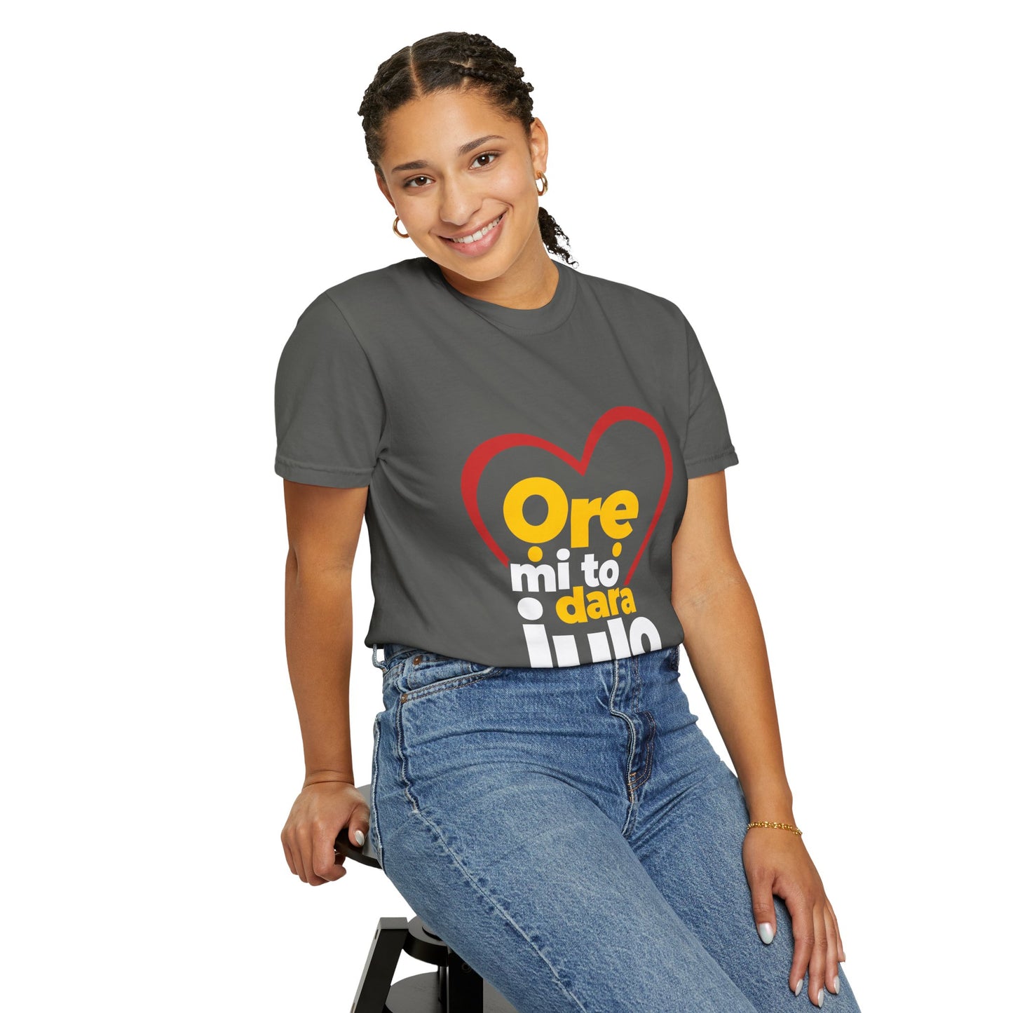 T-Shirt — "Ore mi to dara julo" Heart Graphic