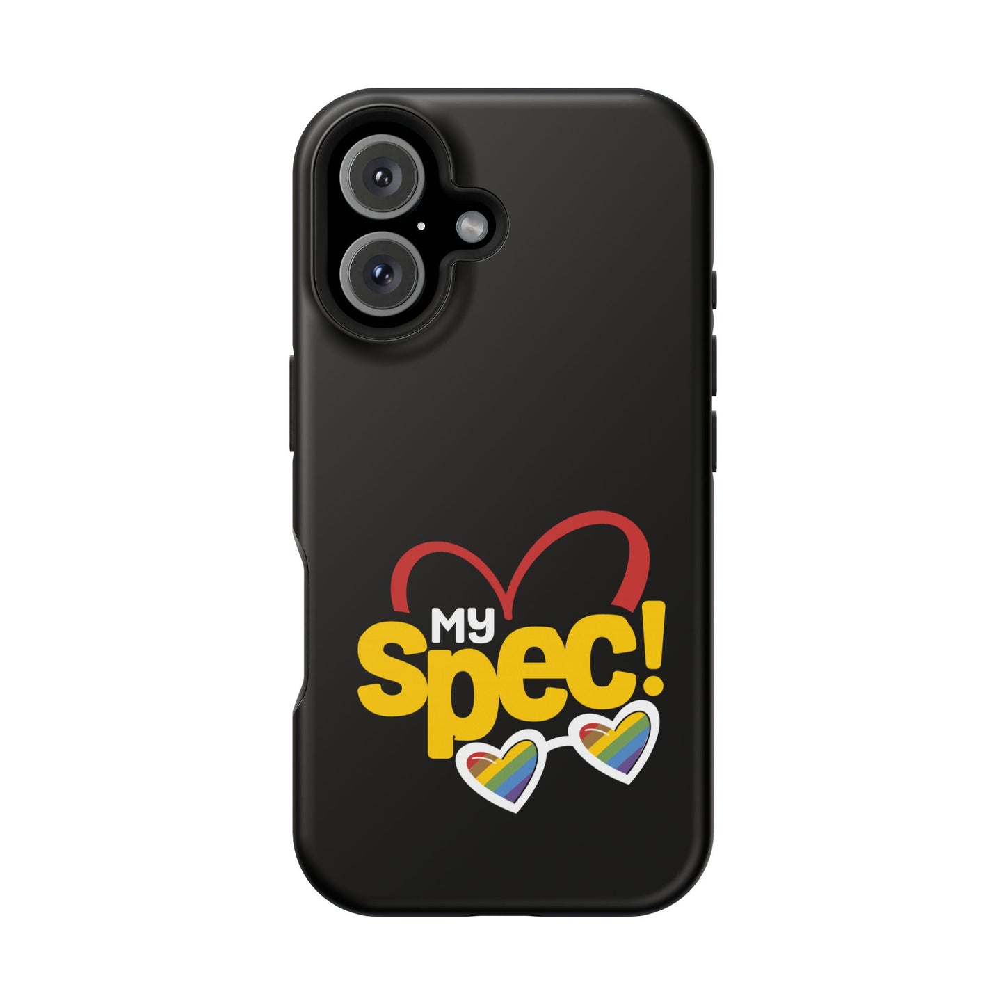 Magnetic Impact-Resistant Phone Case — “My Spec!” Heart & Rainbow Sunglasses Design