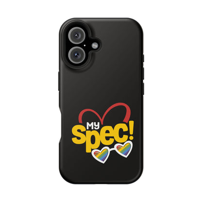 Magnetic Impact-Resistant Phone Case — “My Spec!” Heart & Rainbow Sunglasses Design