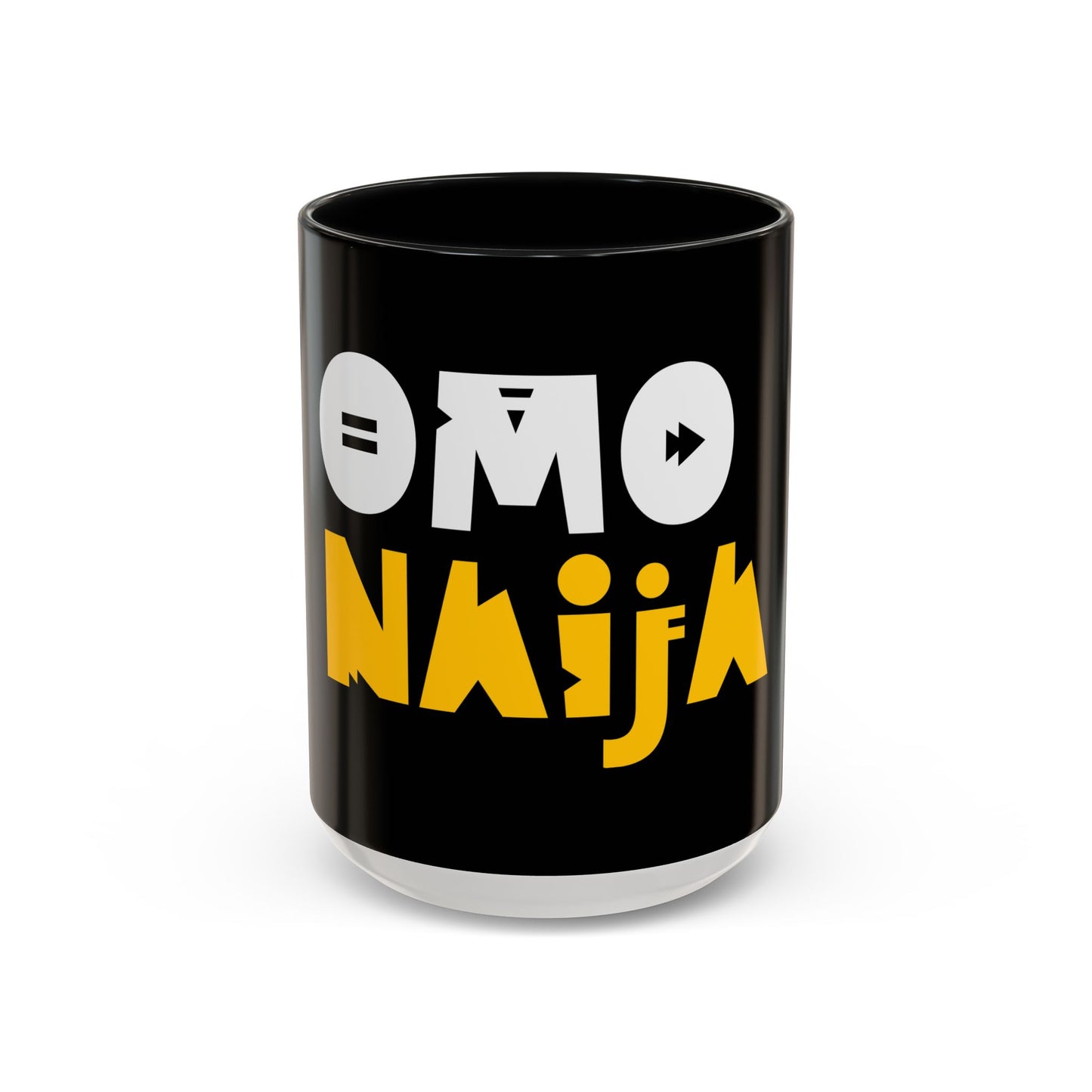 Coffee Omo Naija Accent Mug — Bold Black & Yellow Gamer Coffee Cup