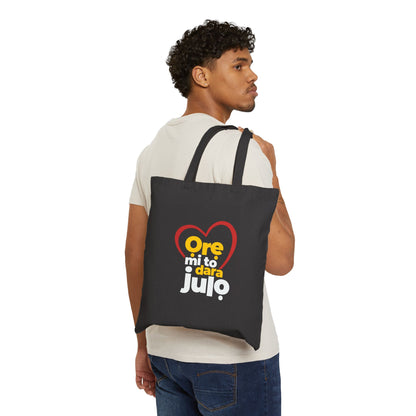 Tote Bag — 'Ore mi to dara ju lo' Heart Graphic Cotton Canvas Tote