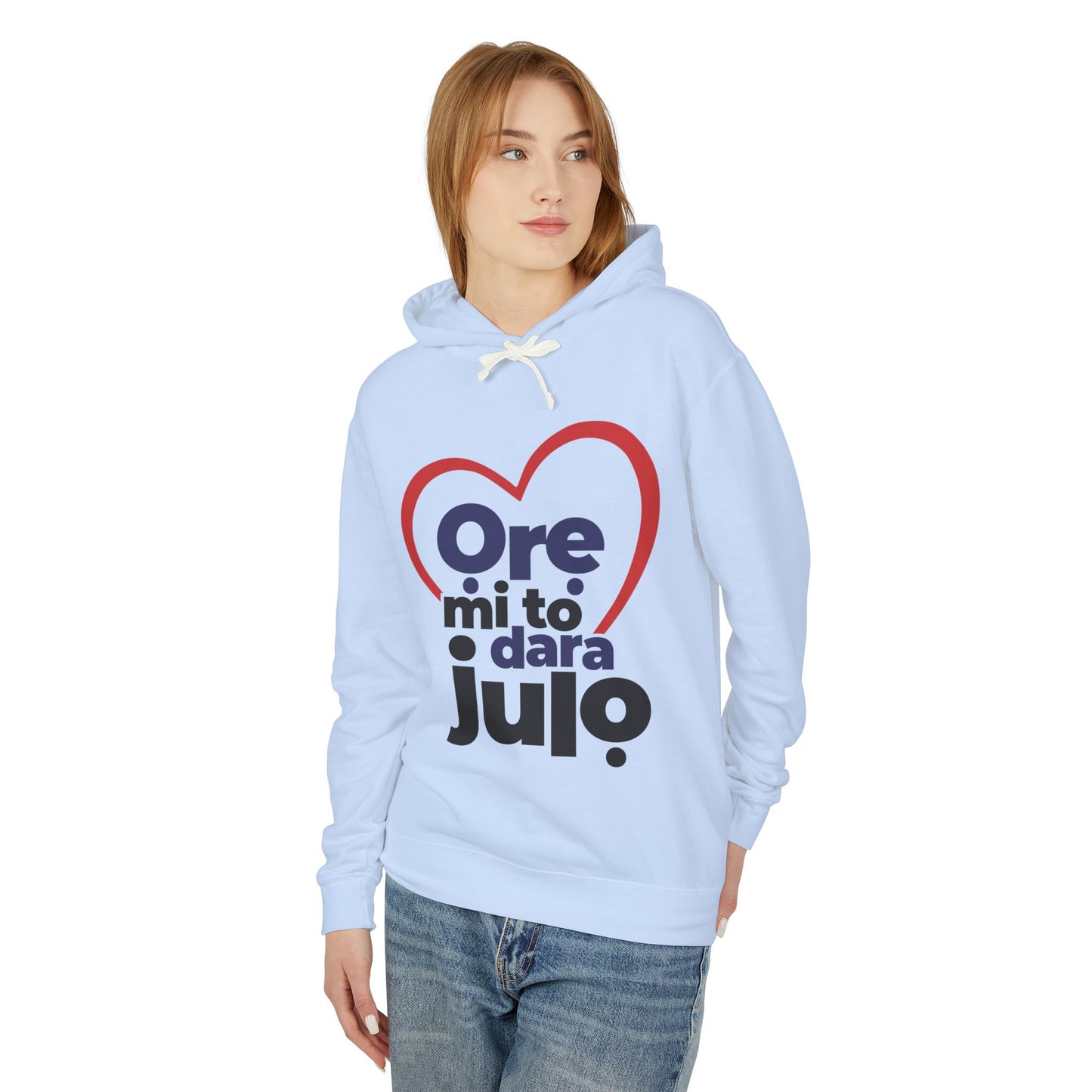 Hoodie - "Ore mi to dara julo" Heart Graphic Lightweight Pullover