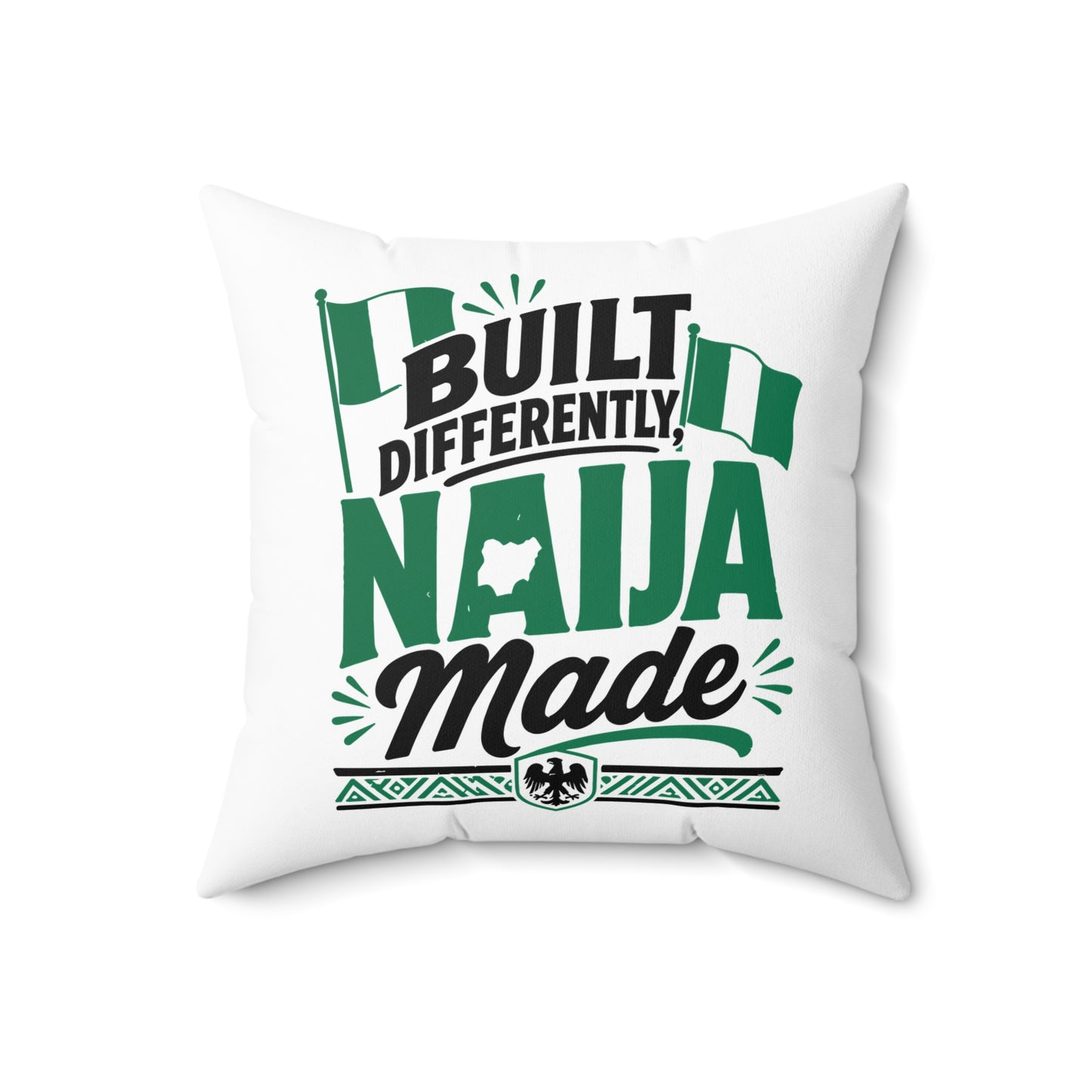 Naija Made Decorative Pillow — "Built Differently" Nigerian Pride Throw Pillow