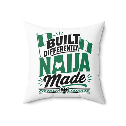 Naija Made Decorative Pillow — "Built Differently" Nigerian Pride Throw Pillow