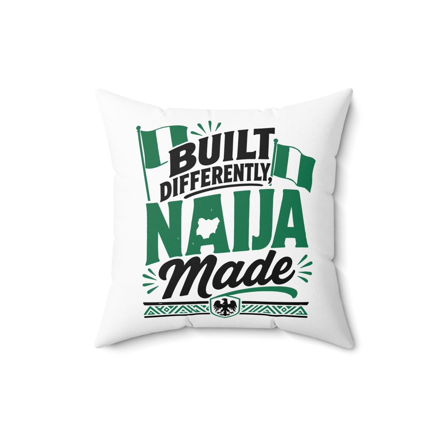Naija Made Decorative Pillow — "Built Differently" Nigerian Pride Throw Pillow