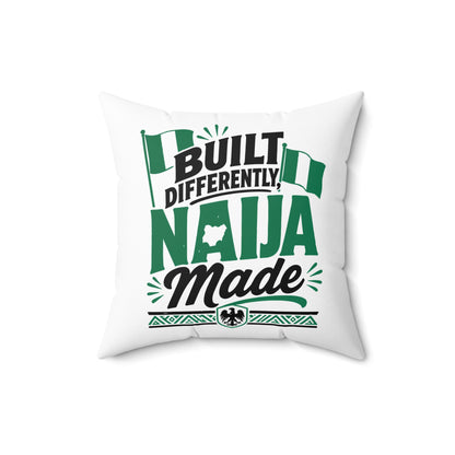 Naija Made Decorative Pillow — "Built Differently" Nigerian Pride Throw Pillow