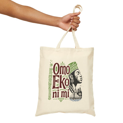 Omo Eko Ni Mi Canvas Tote Bag – Afrocentric Lagos Pride Market Shopper