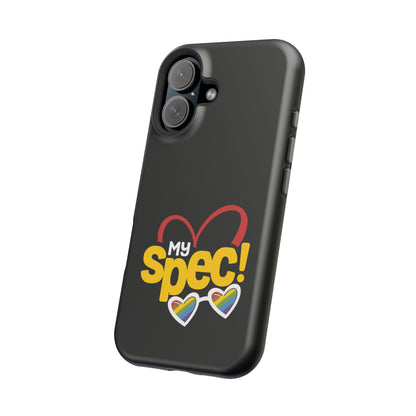 Magnetic Impact-Resistant Phone Case — “My Spec!” Heart & Rainbow Sunglasses Design