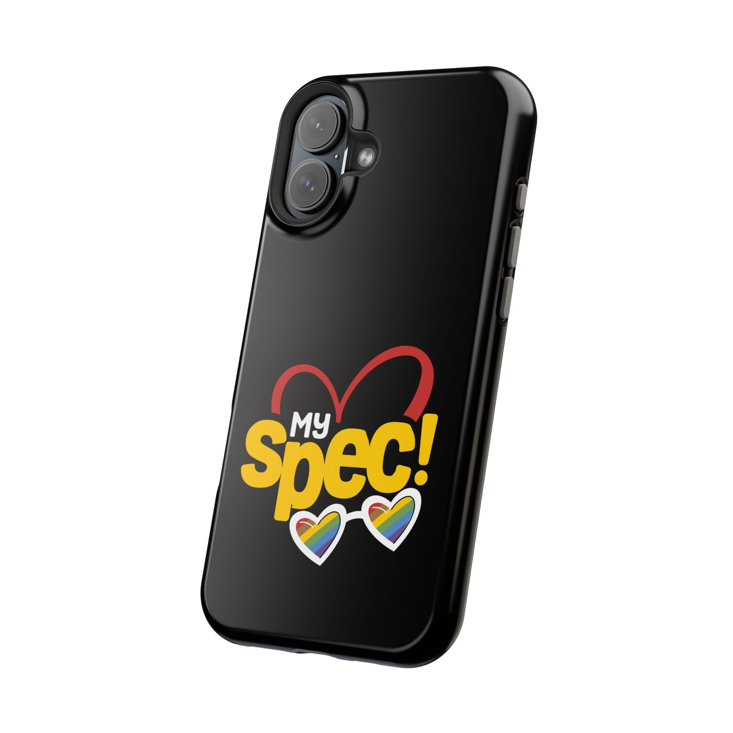 Magnetic Impact-Resistant Phone Case — “My Spec!” Heart & Rainbow Sunglasses Design