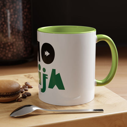 'OMO NAIJA' Accent Coffee Mug — Bold Green & Black