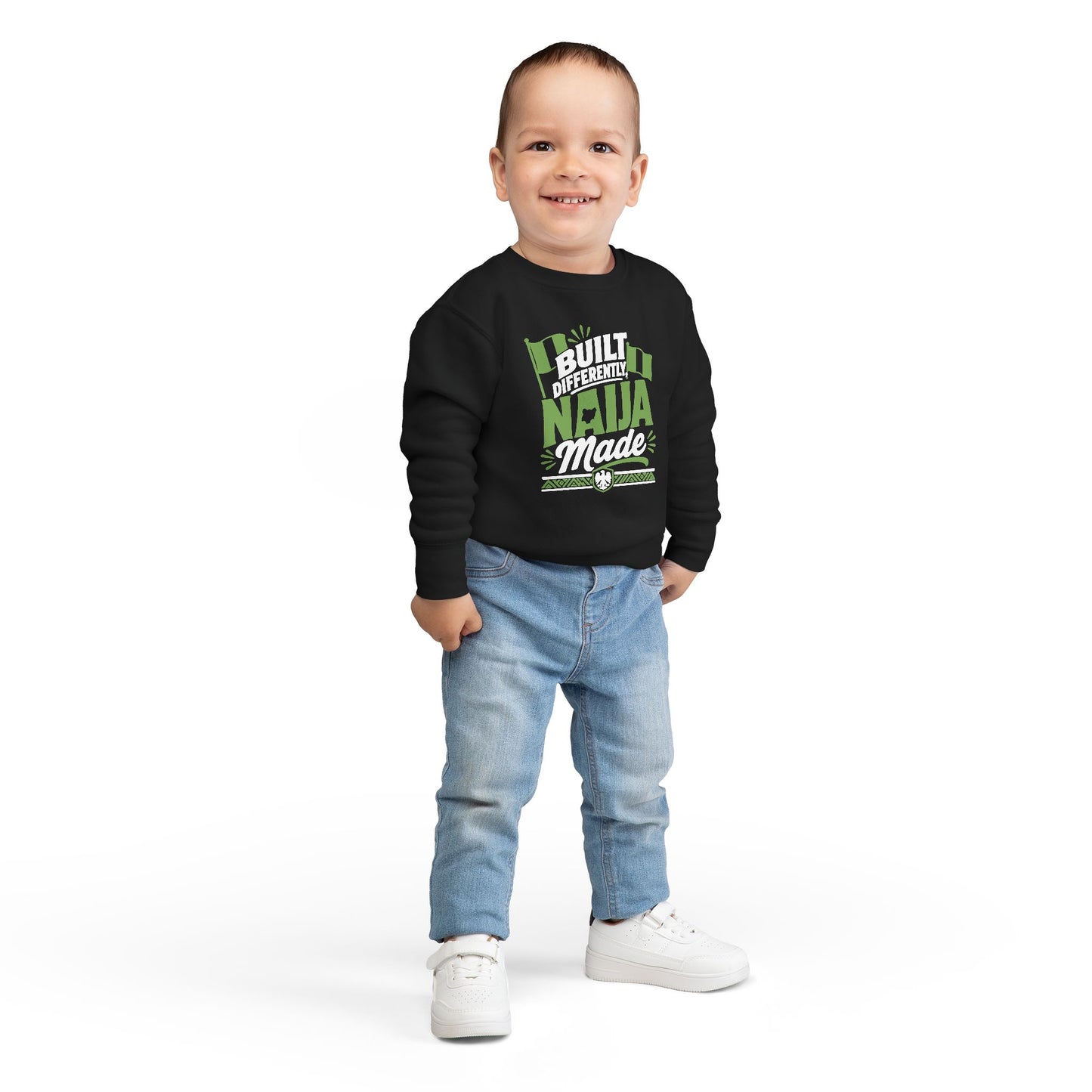 Toddler Sweatshirt - Built Differently Naija Made Nigerian Flag Kids Pullover