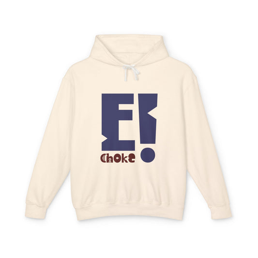 E Choke Logo Hoodie — Retro Geometric Graphic Hooded Sweatshirt