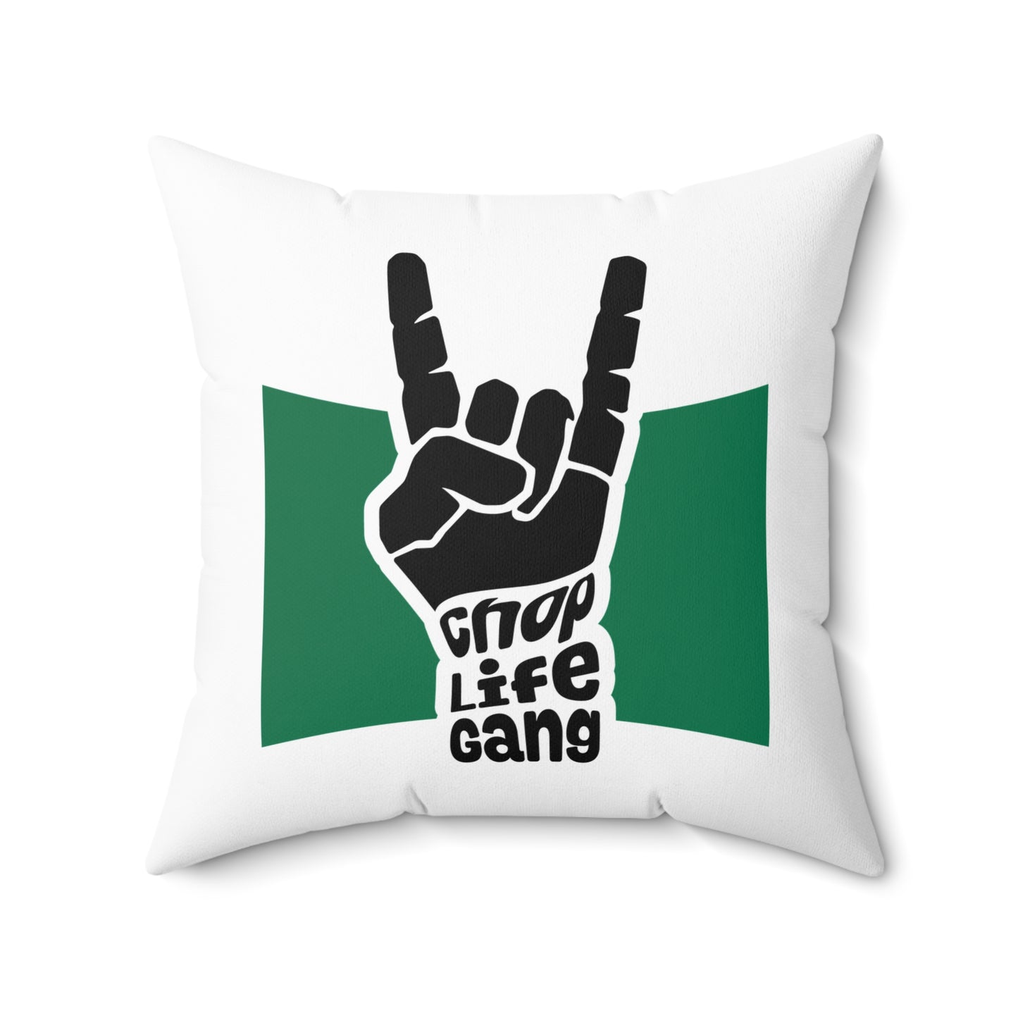 Rock Hand "Chop Life Gang" Square Pillow — Trendy Band Accent Cushion
