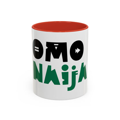 'OMO NAIJA' Accent Coffee Mug — Bold Green & Black