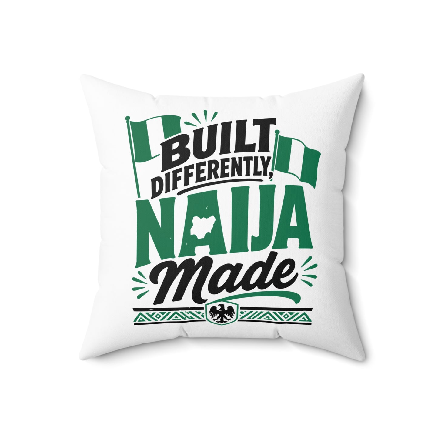 Naija Made Decorative Pillow — "Built Differently" Nigerian Pride Throw Pillow