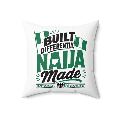 Naija Made Decorative Pillow — "Built Differently" Nigerian Pride Throw Pillow