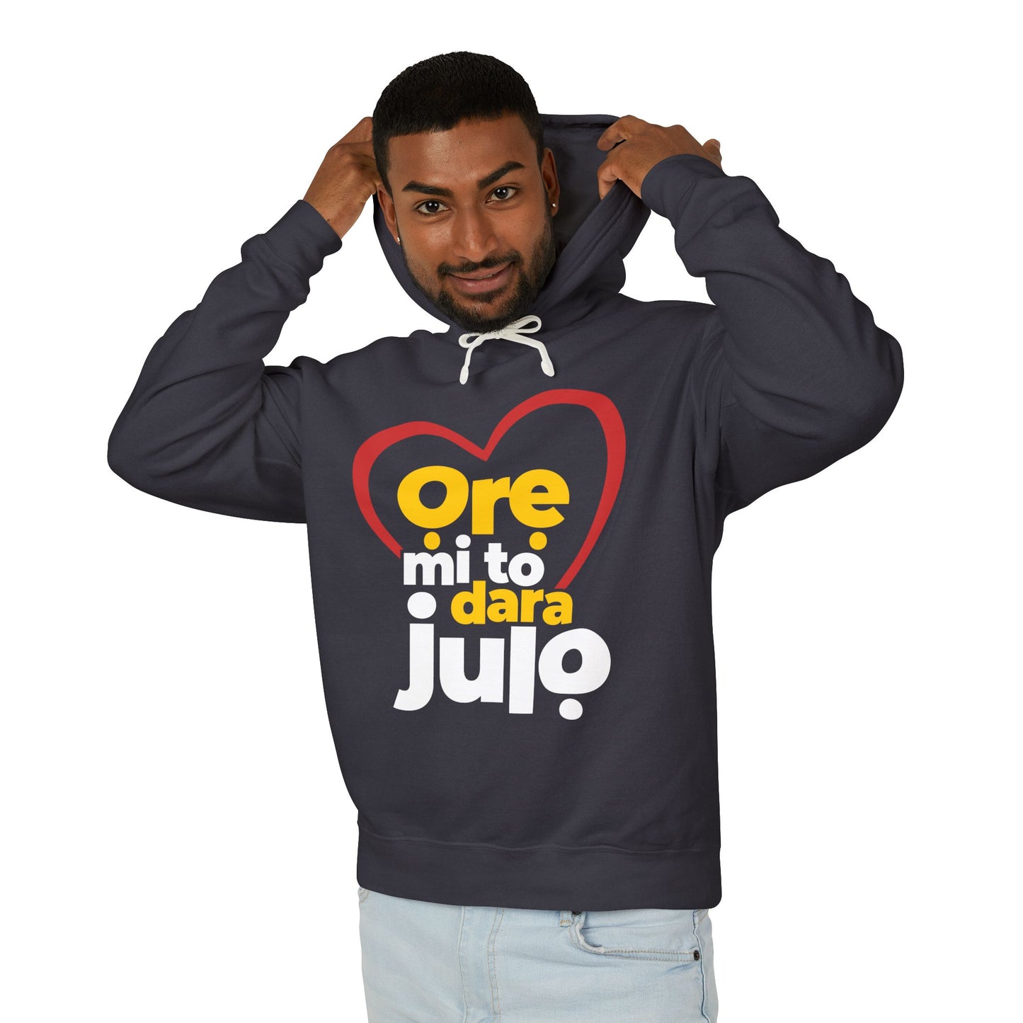 Hoodie - "Ore mi to dara julo" Heart Graphic Lightweight Pullover