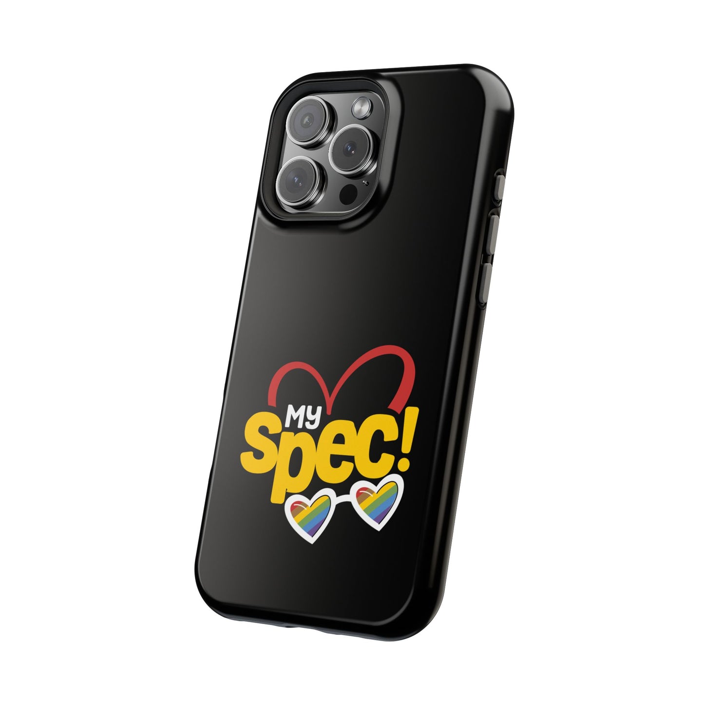 Magnetic Impact-Resistant Phone Case — “My Spec!” Heart & Rainbow Sunglasses Design