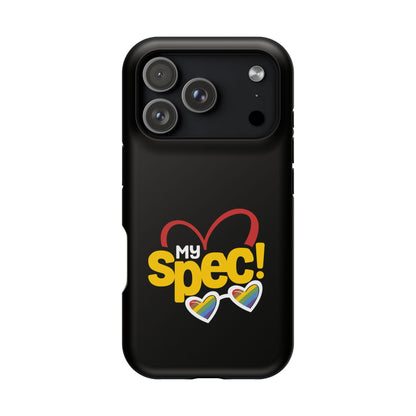 Magnetic Impact-Resistant Phone Case — “My Spec!” Heart & Rainbow Sunglasses Design
