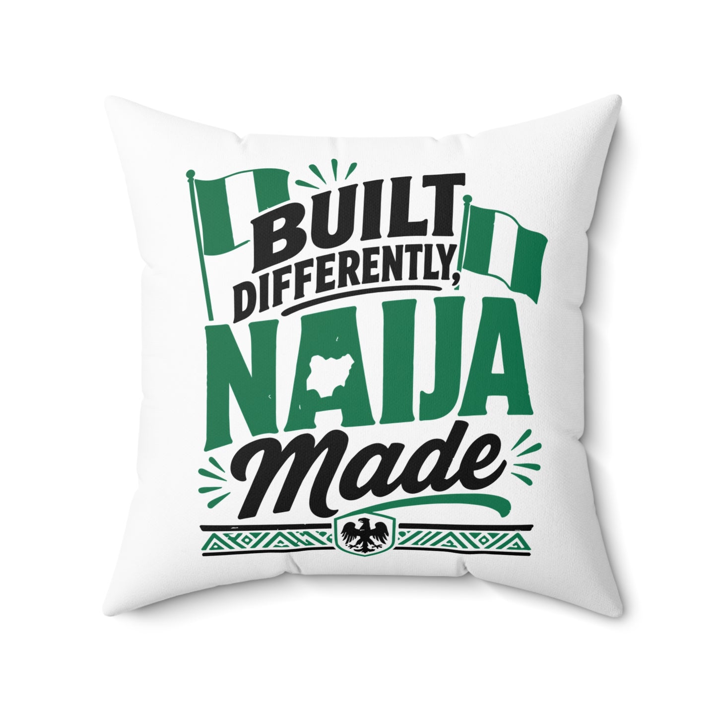 Naija Made Decorative Pillow — "Built Differently" Nigerian Pride Throw Pillow