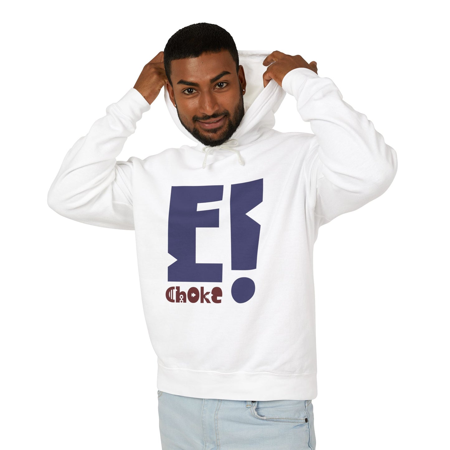 E Choke Logo Hoodie — Retro Geometric Graphic Hooded Sweatshirt