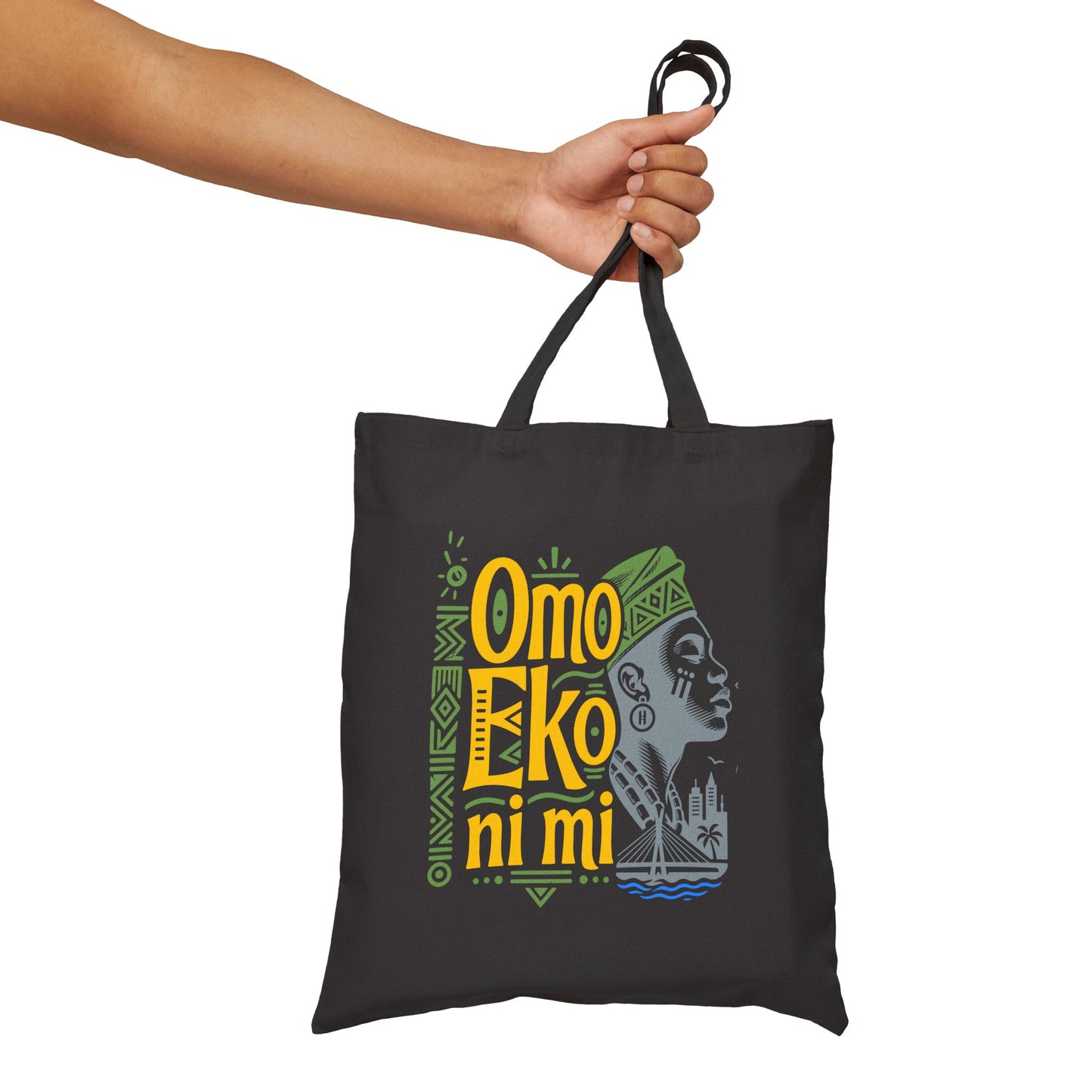 Omo Eko Ni Mi Canvas Tote Bag – Afrocentric Lagos Pride Market Shopper