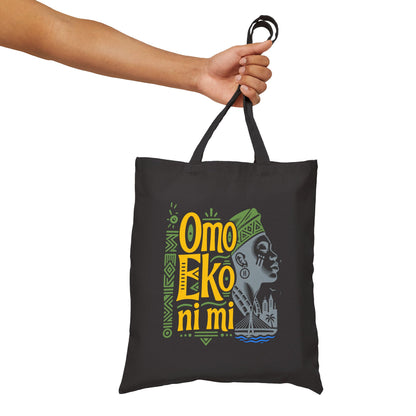 Omo Eko Ni Mi Canvas Tote Bag – Afrocentric Lagos Pride Market Shopper