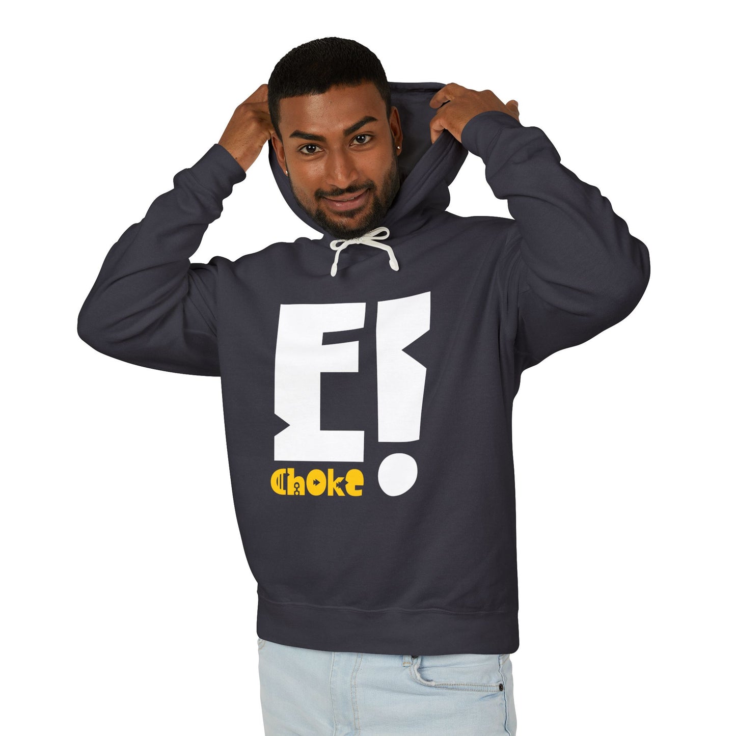 E Choke Logo Hoodie — Retro Geometric Graphic Hooded Sweatshirt