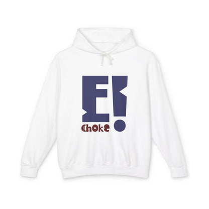 E Choke Logo Hoodie — Retro Geometric Graphic Hooded Sweatshirt