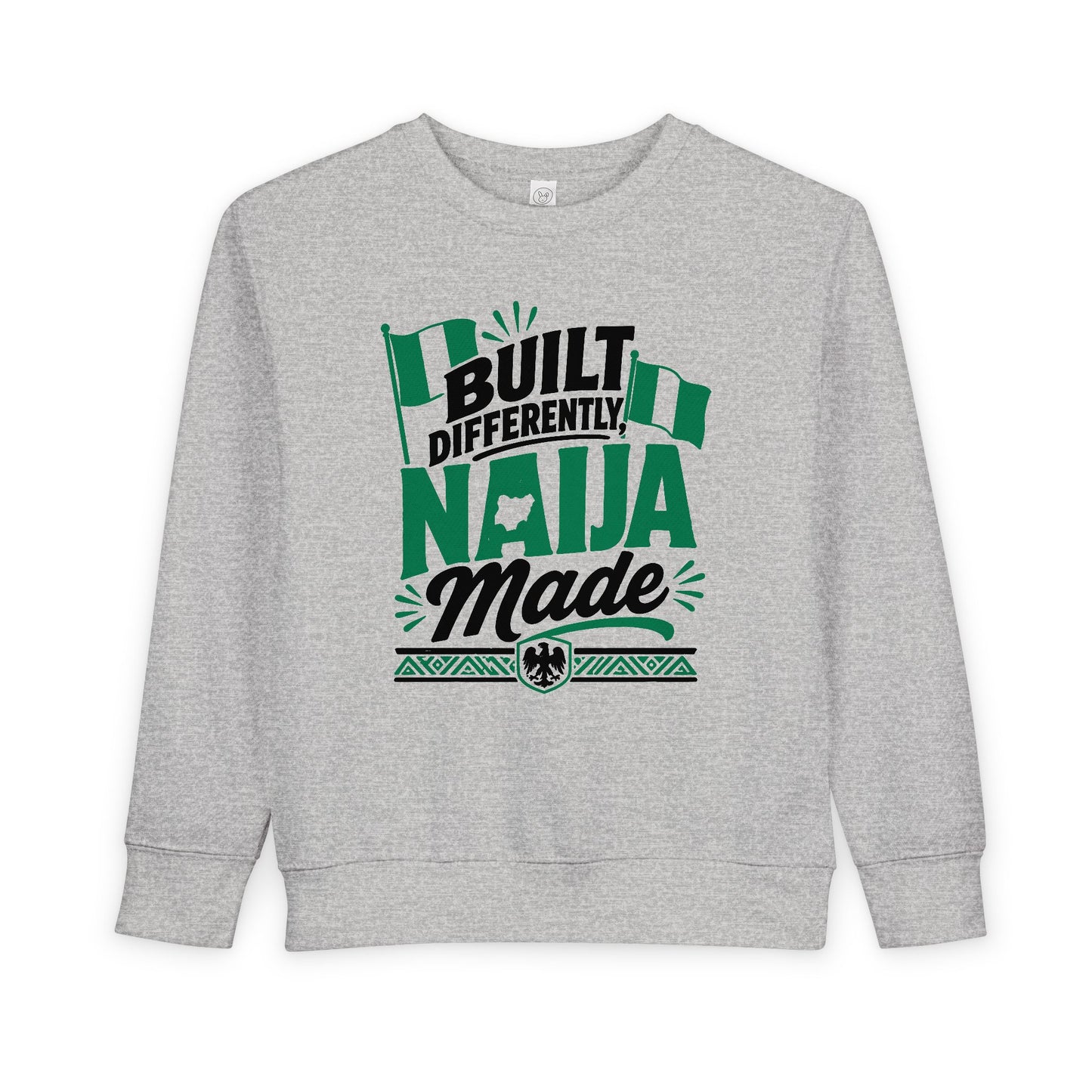 Toddler Sweatshirt - Built Differently Naija Made Nigerian Flag Kids Pullover