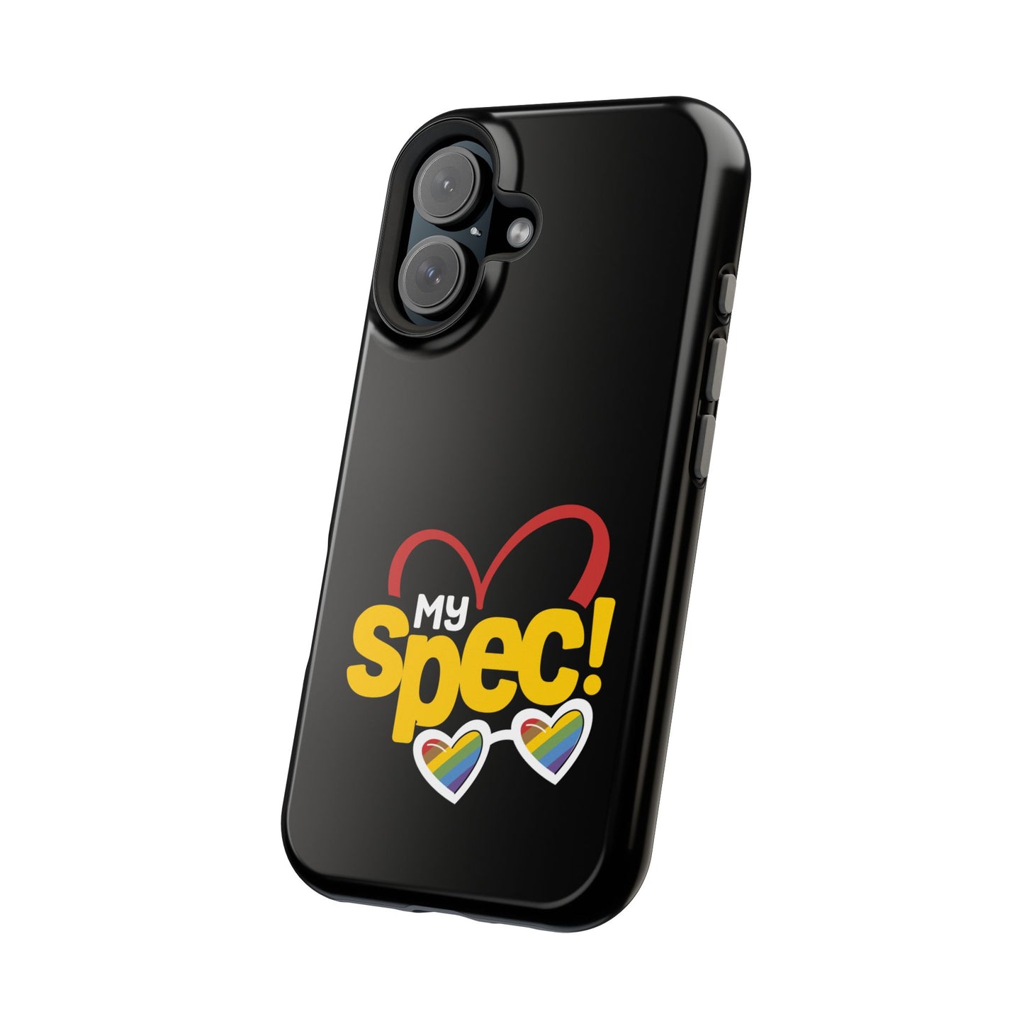 Magnetic Impact-Resistant Phone Case — “My Spec!” Heart & Rainbow Sunglasses Design