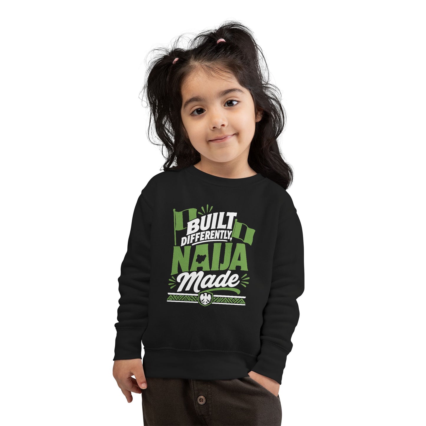 Toddler Sweatshirt - Built Differently Naija Made Nigerian Flag Kids Pullover