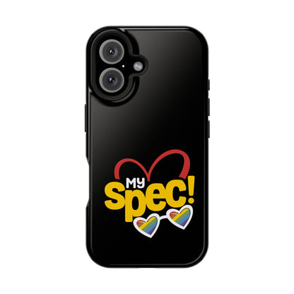 Magnetic Impact-Resistant Phone Case — “My Spec!” Heart & Rainbow Sunglasses Design