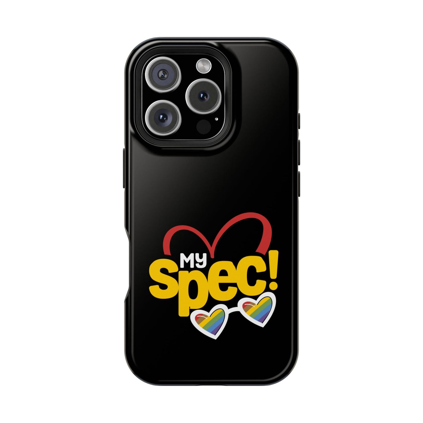 Magnetic Impact-Resistant Phone Case — “My Spec!” Heart & Rainbow Sunglasses Design