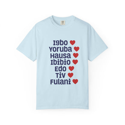 T-Shirt — Nigerian Ethnic Pride Tee (Igbo, Yoruba, Hausa, Ibibio, Edo, Tiv, Fulani)