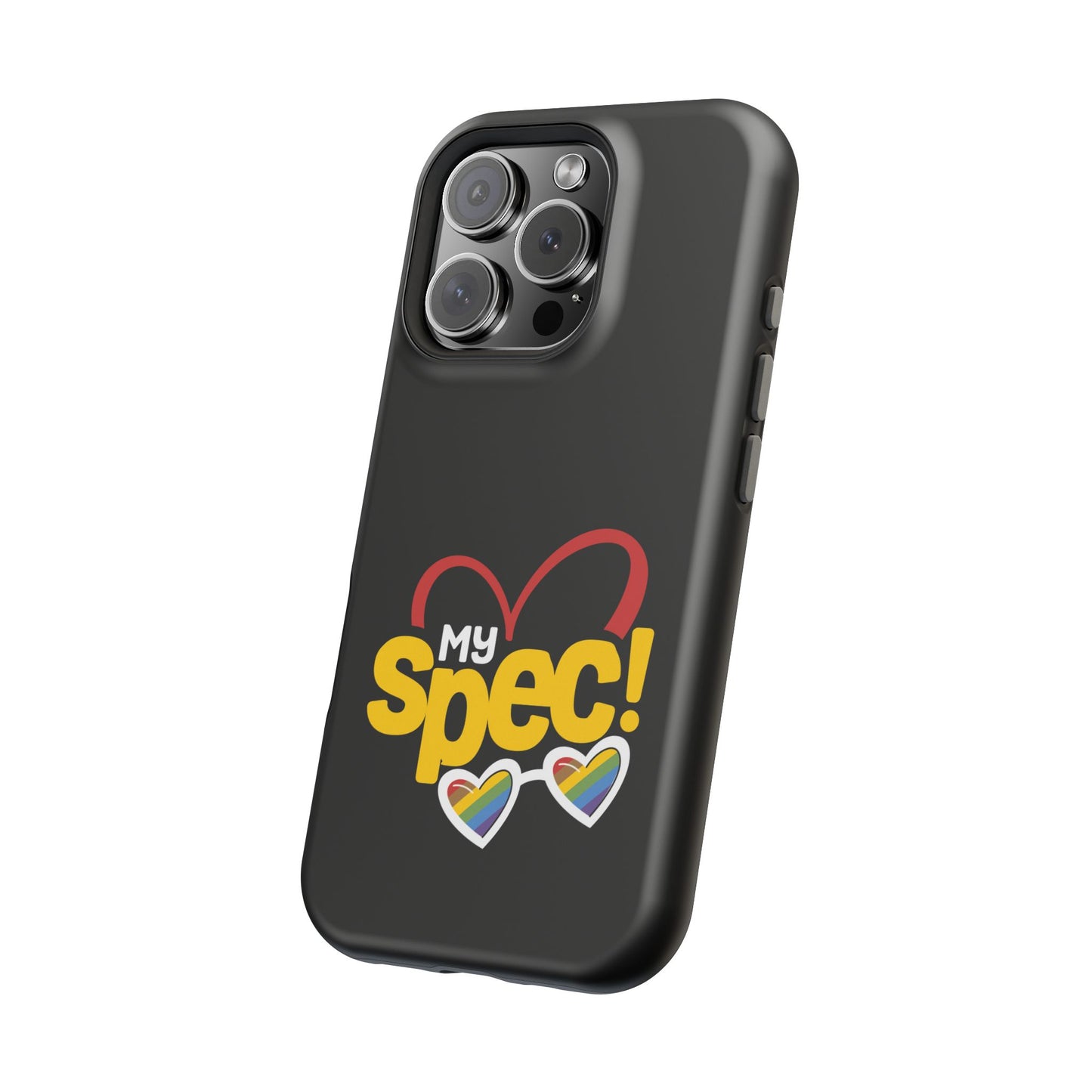 Magnetic Impact-Resistant Phone Case — “My Spec!” Heart & Rainbow Sunglasses Design