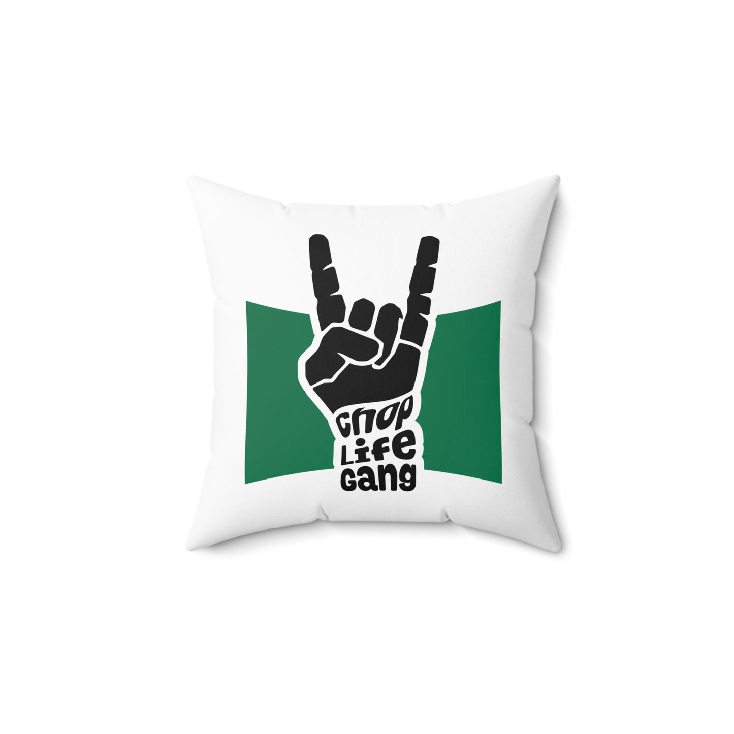 Rock Hand "Chop Life Gang" Square Pillow — Trendy Band Accent Cushion