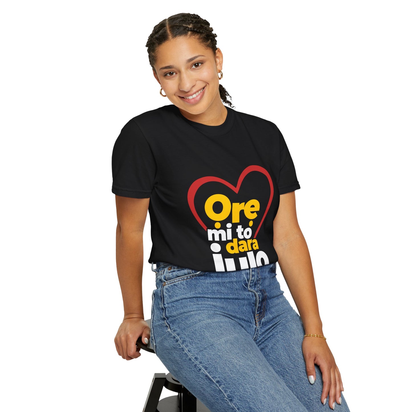 T-Shirt — "Ore mi to dara julo" Heart Graphic