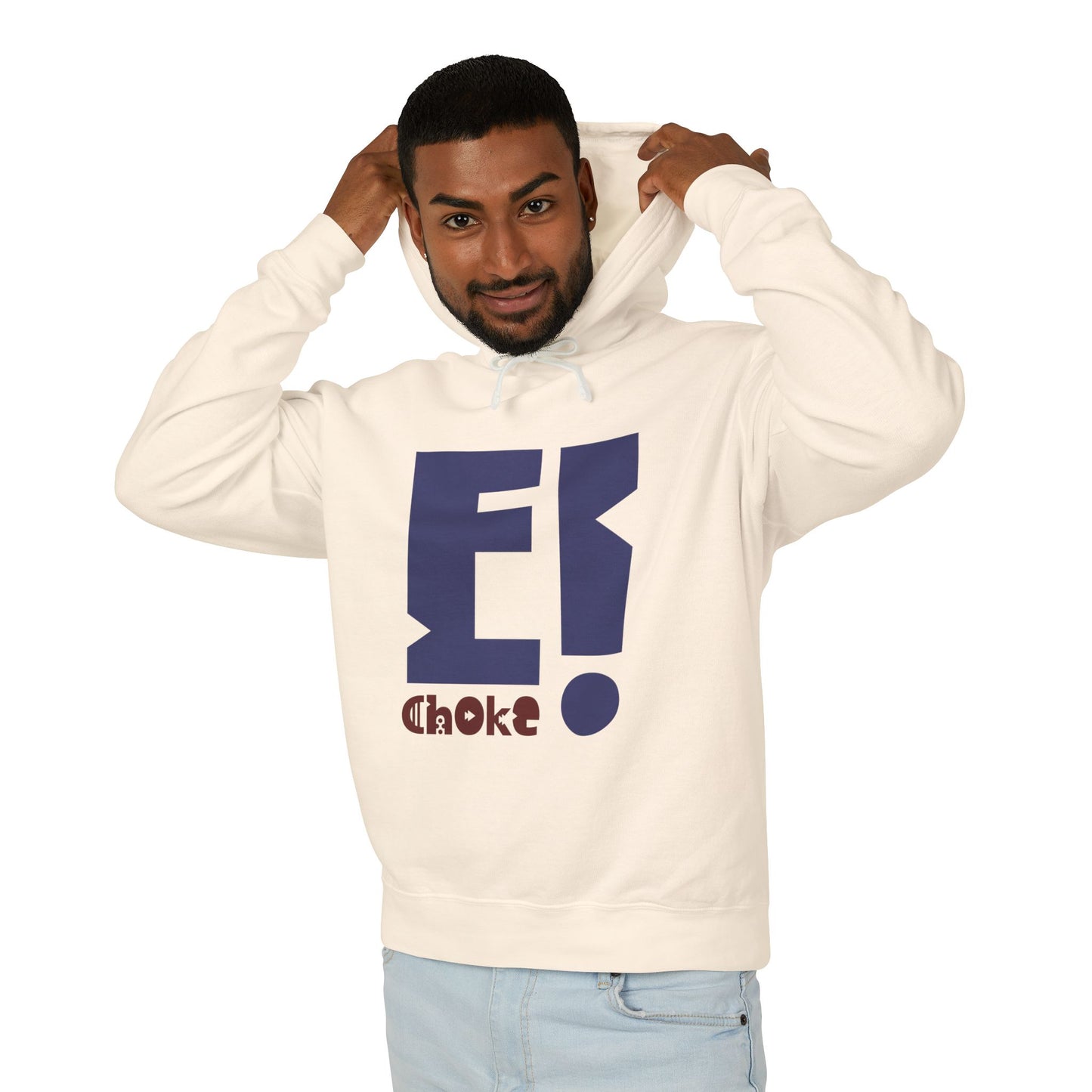 E Choke Logo Hoodie — Retro Geometric Graphic Hooded Sweatshirt