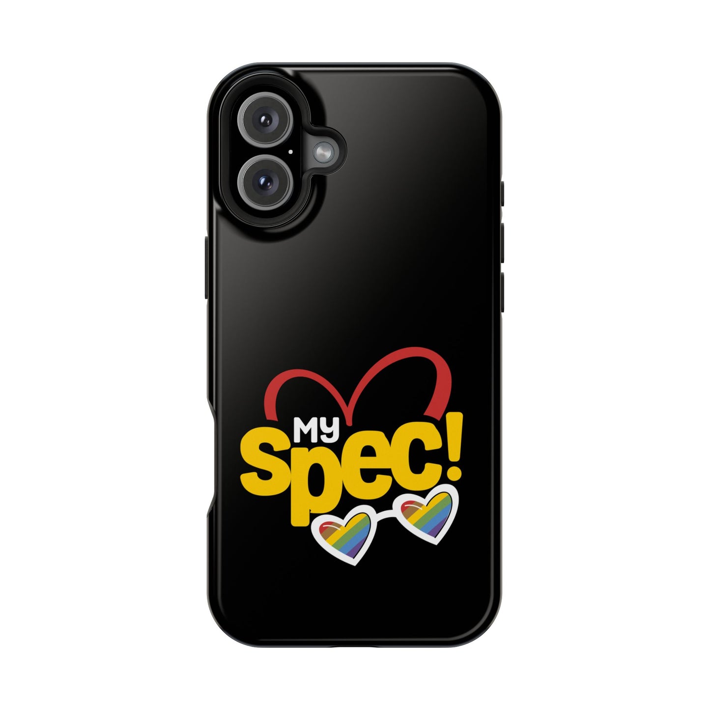 Magnetic Impact-Resistant Phone Case — “My Spec!” Heart & Rainbow Sunglasses Design