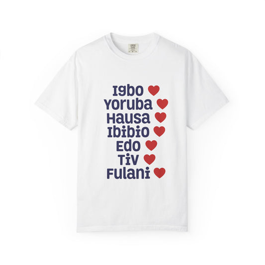 T-Shirt — Nigerian Ethnic Pride Tee (Igbo, Yoruba, Hausa, Ibibio, Edo, Tiv, Fulani)